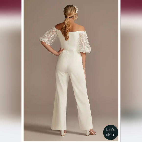 Off-the-Shoulder Floral Puff Sleeve Jumpsuit - Picture 3 of 6